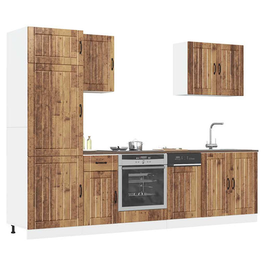 7-delige Keukenkastenset Lucca bewerkt hout oud houtkleurig is nu te koop bij PeponiXL, paradijselijk wonen!