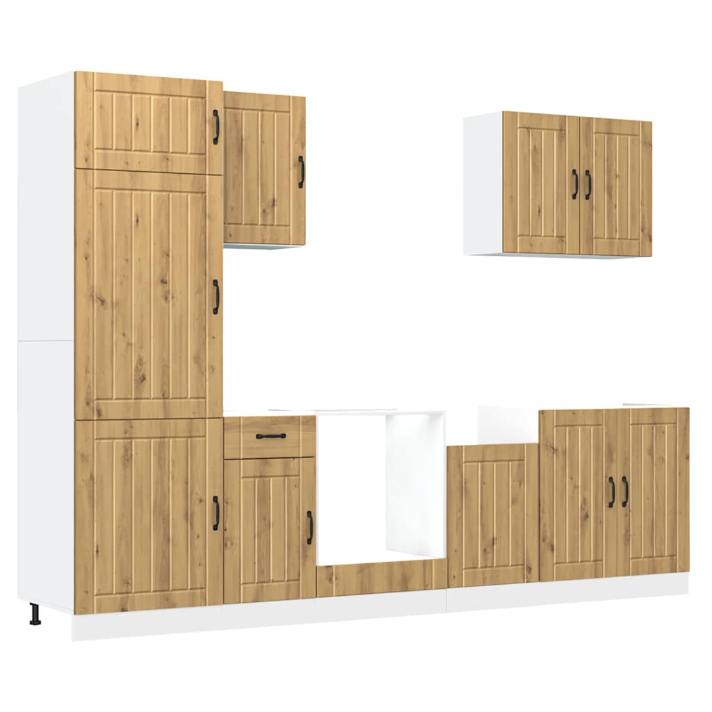 7-delige Keukenkastenset Lucca bewerkt hout artisanaal eiken is nu te koop bij PeponiXL, paradijselijk wonen!