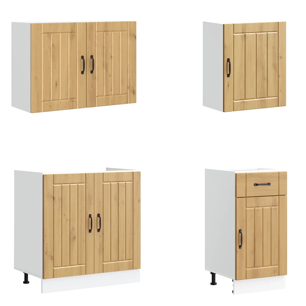 7-delige Keukenkastenset Lucca bewerkt hout artisanaal eiken is nu te koop bij PeponiXL, paradijselijk wonen!