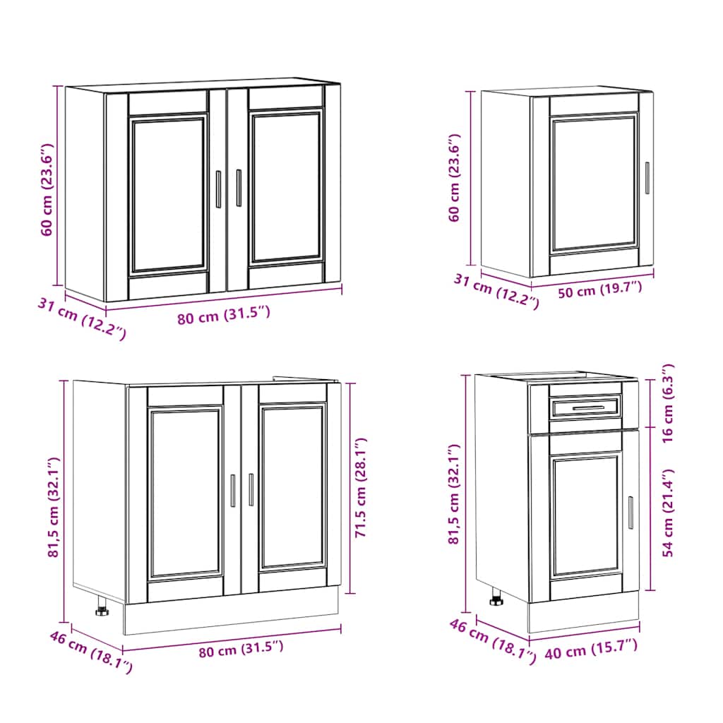 7-delige Keukenkastenset Porto bewerkt hout wit is nu te koop bij PeponiXL, paradijselijk wonen!