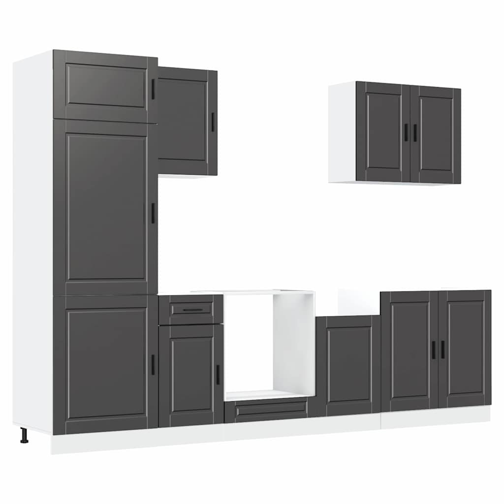 7-delige Keukenkastenset Porto bewerkt hout zwart is nu te koop bij PeponiXL, paradijselijk wonen!