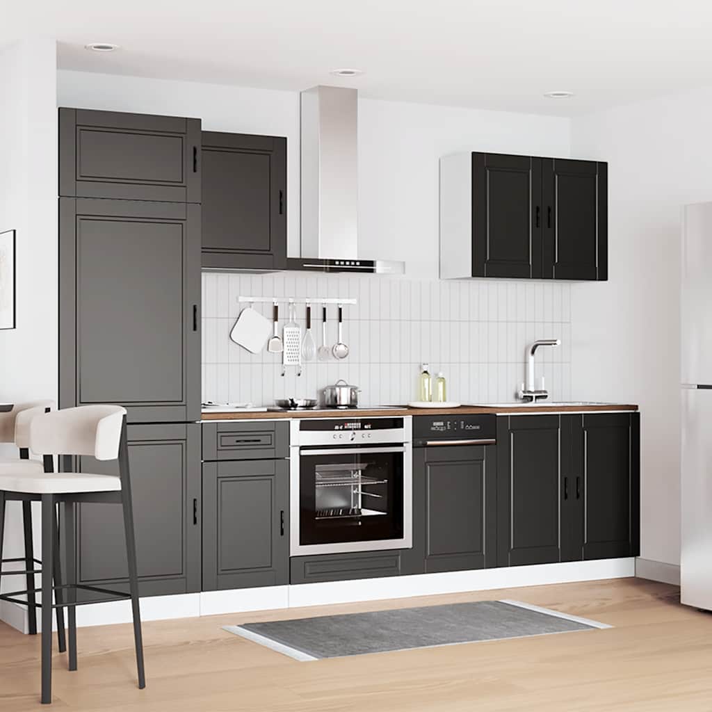 7-delige Keukenkastenset Porto bewerkt hout zwart is nu te koop bij PeponiXL, paradijselijk wonen!