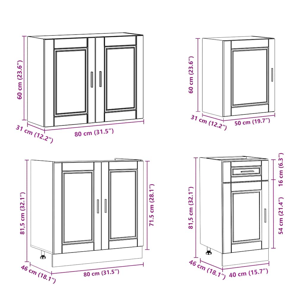 7-delige Keukenkastenset Porto bewerkt hout zwart is nu te koop bij PeponiXL, paradijselijk wonen!