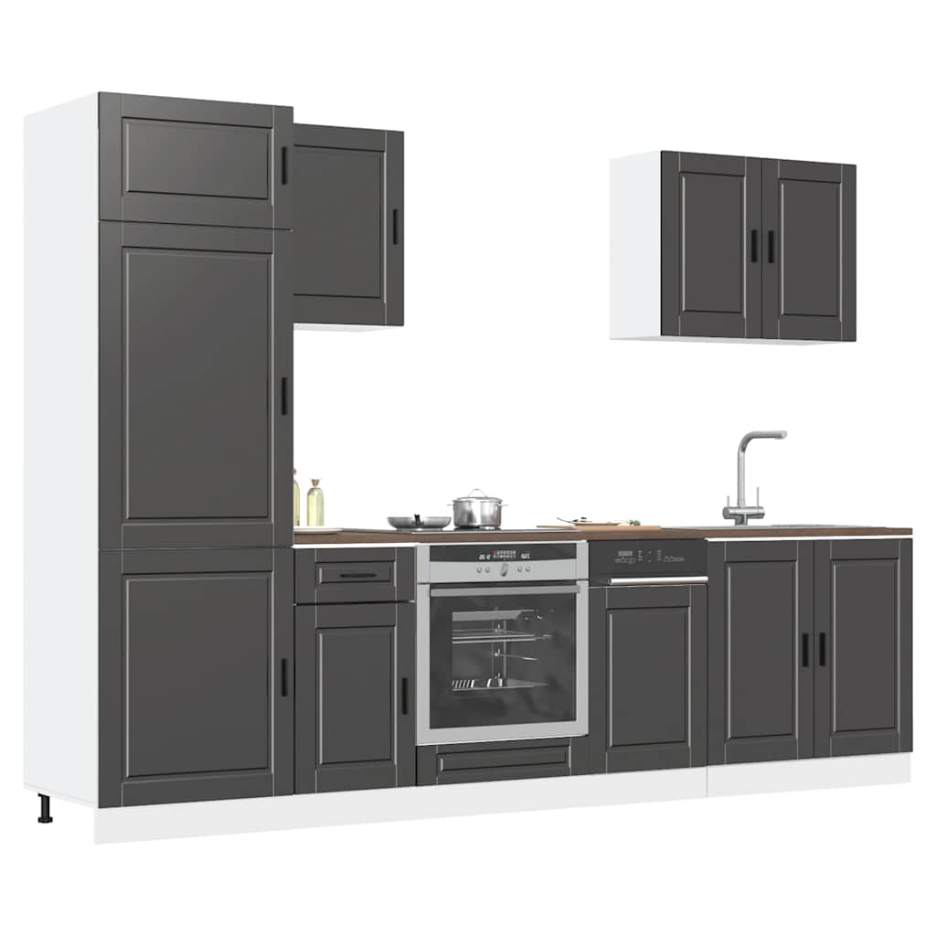 7-delige Keukenkastenset Porto bewerkt hout zwart is nu te koop bij PeponiXL, paradijselijk wonen!