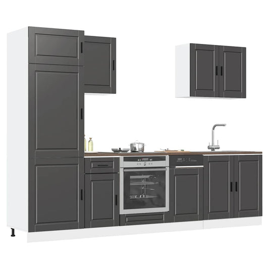 7-delige Keukenkastenset Porto bewerkt hout zwart is nu te koop bij PeponiXL, paradijselijk wonen!