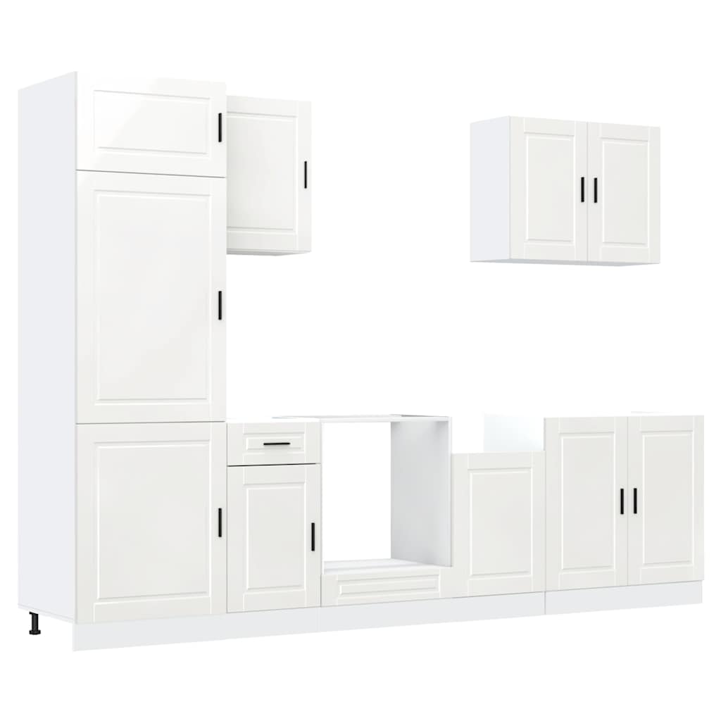 7-delige Keukenkastenset Porto bewerkt hout glanzend wit is nu te koop bij PeponiXL, paradijselijk wonen!