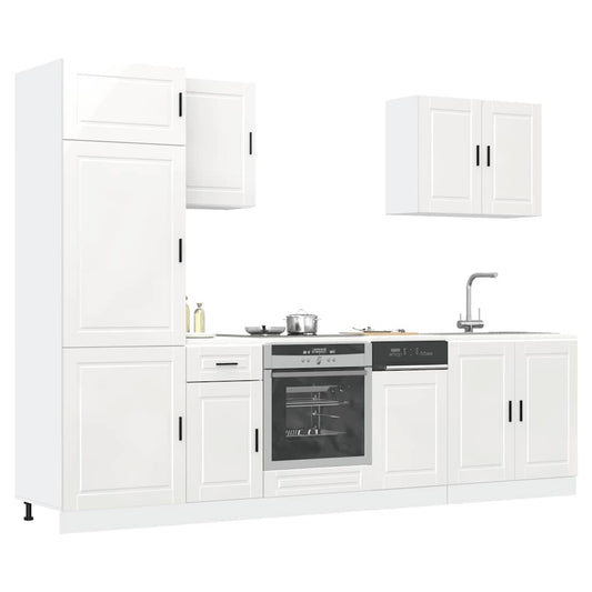 7-delige Keukenkastenset Porto bewerkt hout glanzend wit is nu te koop bij PeponiXL, paradijselijk wonen!