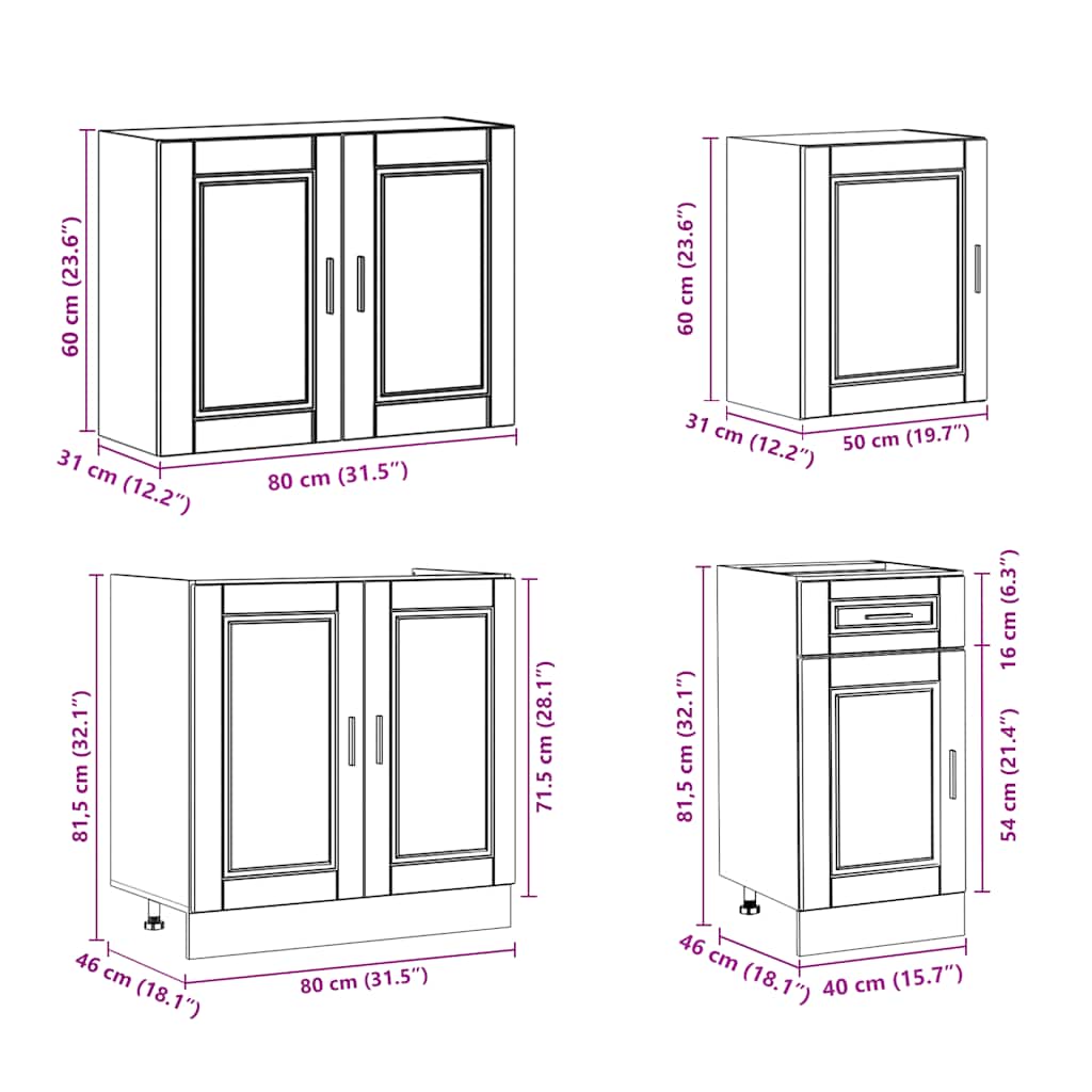7-delige Keukenkastenset Porto bewerkt hout betongrijs is nu te koop bij PeponiXL, paradijselijk wonen!