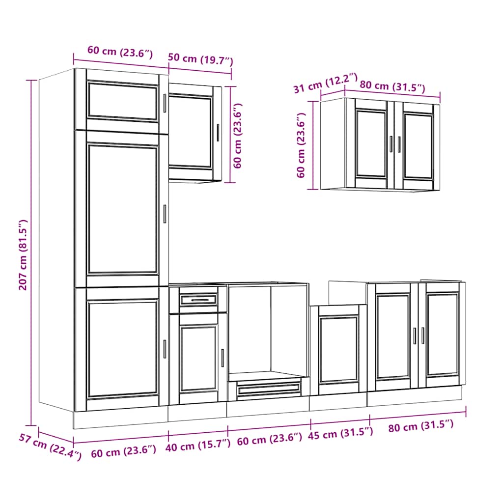 7-delige Keukenkastenset Porto bewerkt hout betongrijs is nu te koop bij PeponiXL, paradijselijk wonen!
