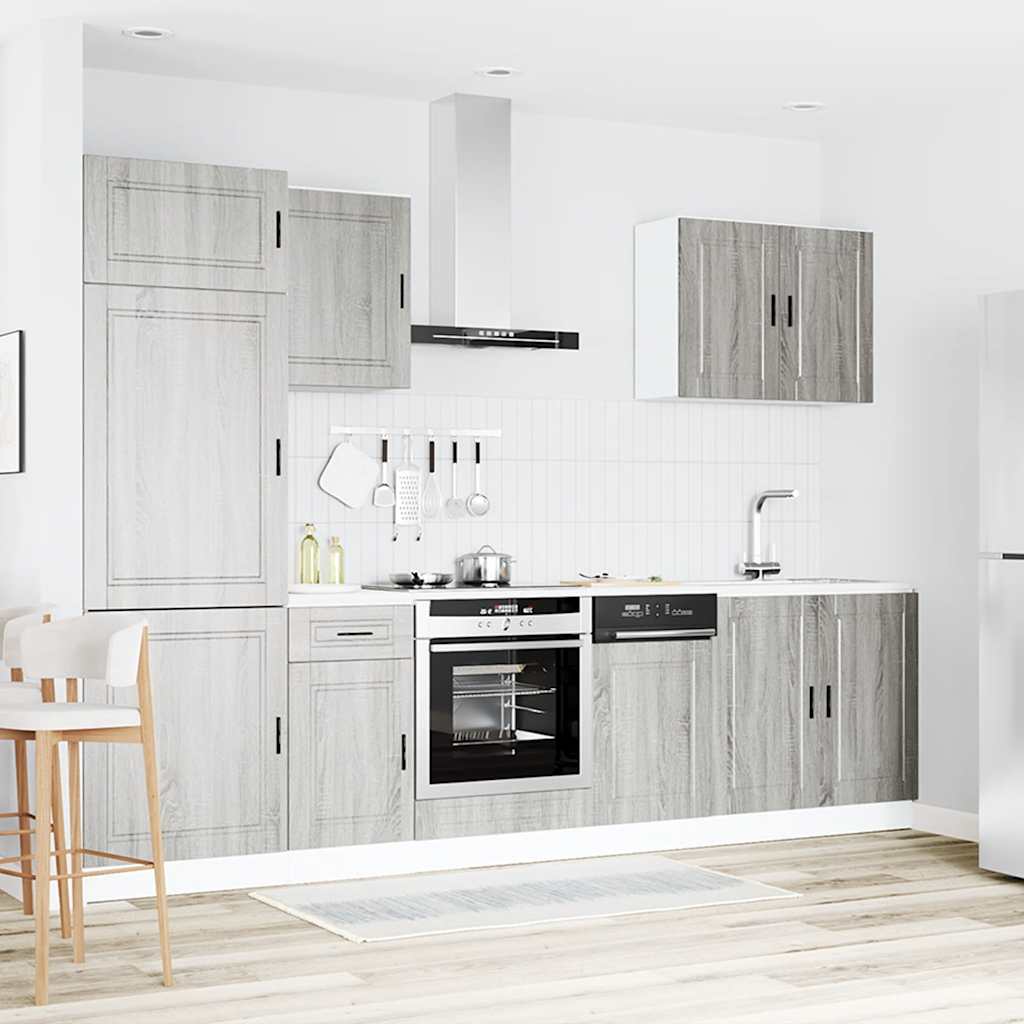 7-delige Keukenkastenset Porto bewerkt hout grijs sonoma eiken is nu te koop bij PeponiXL, paradijselijk wonen!