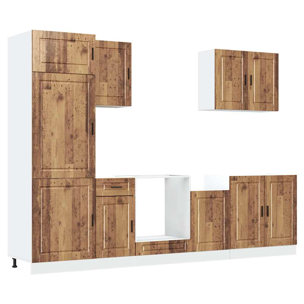 7-delige Keukenkastenset Porto bewerkt hout oud houtkleurig is nu te koop bij PeponiXL, paradijselijk wonen!