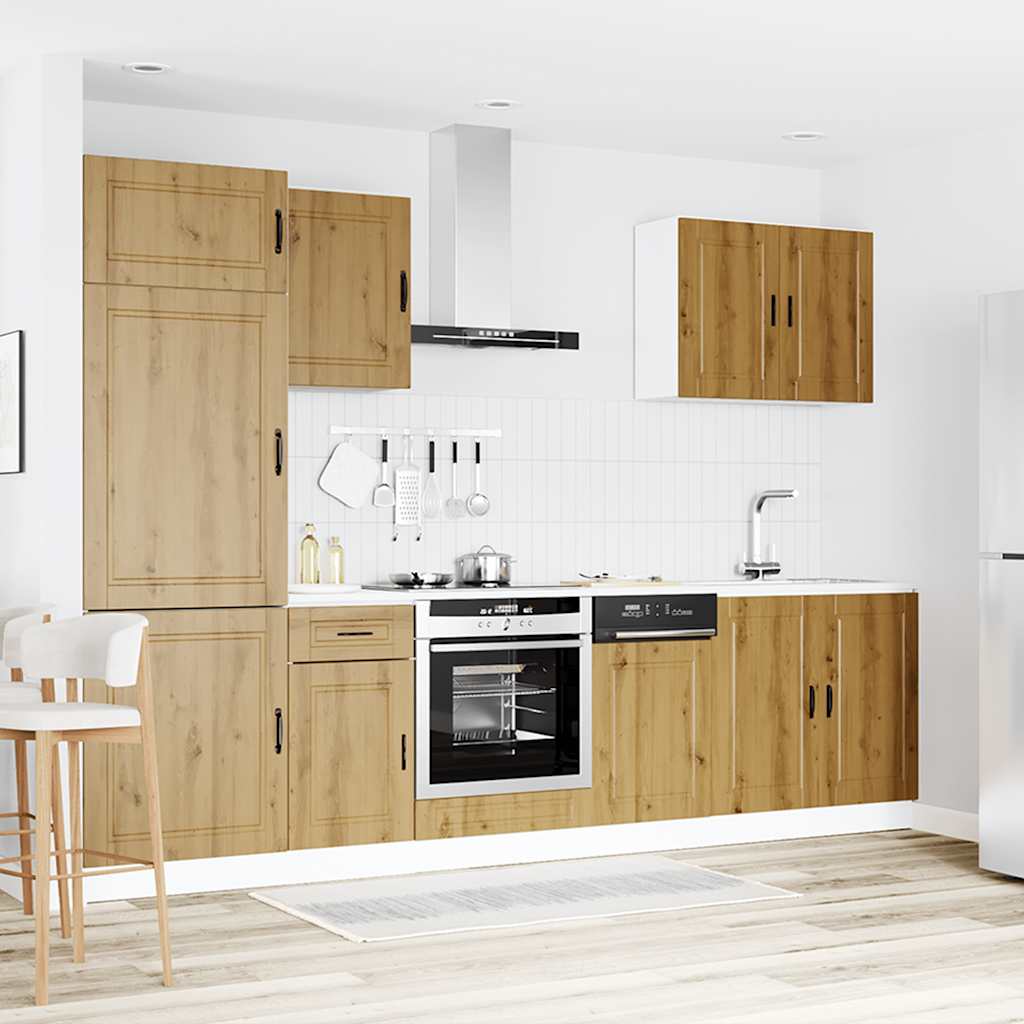 7-delige Keukenkastenset Kalmar bewerkt hout artisanaal eiken is nu te koop bij PeponiXL, paradijselijk wonen!