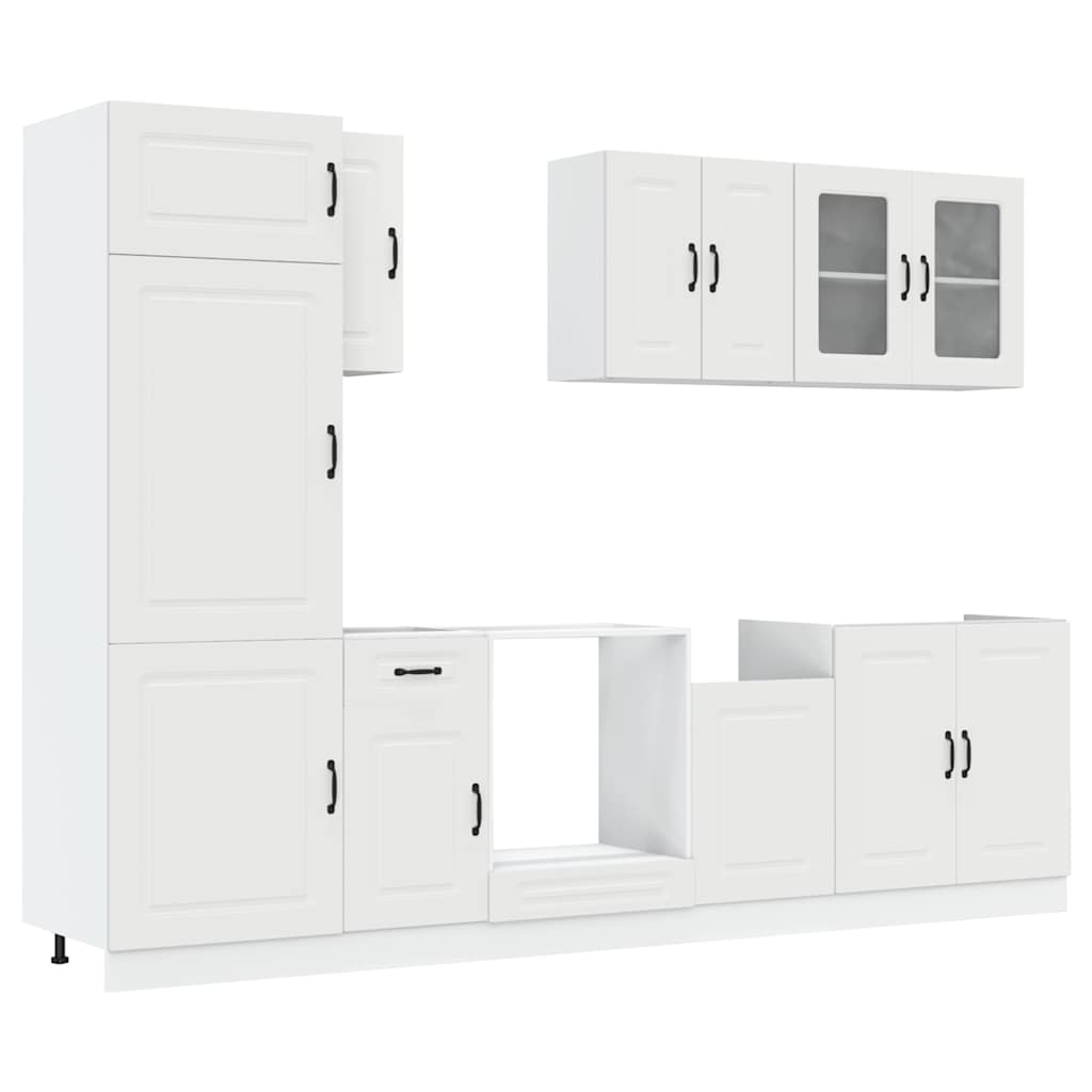 8-delige Keukenkastenset Kalmar bewerkt hout wit is nu te koop bij PeponiXL, paradijselijk wonen!