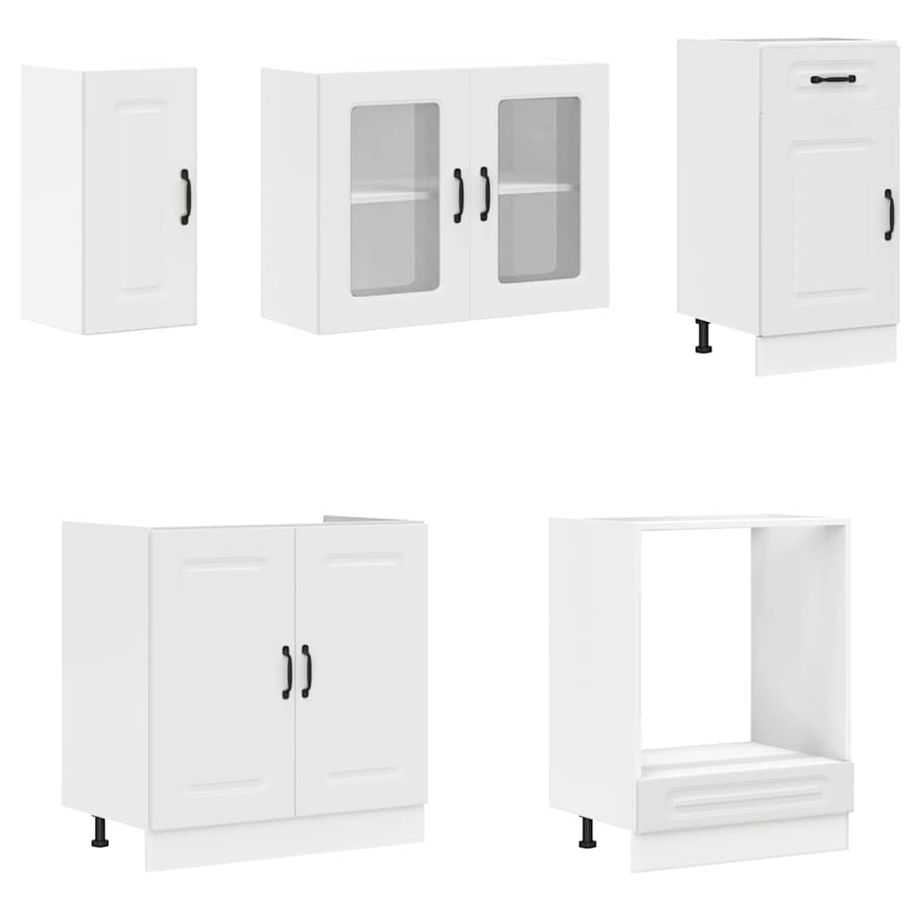 8-delige Keukenkastenset Kalmar bewerkt hout wit is nu te koop bij PeponiXL, paradijselijk wonen!