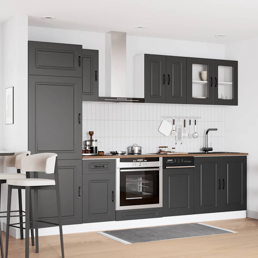8-delige Keukenkastenset Kalmar bewerkt hout zwart is nu te koop bij PeponiXL, paradijselijk wonen!