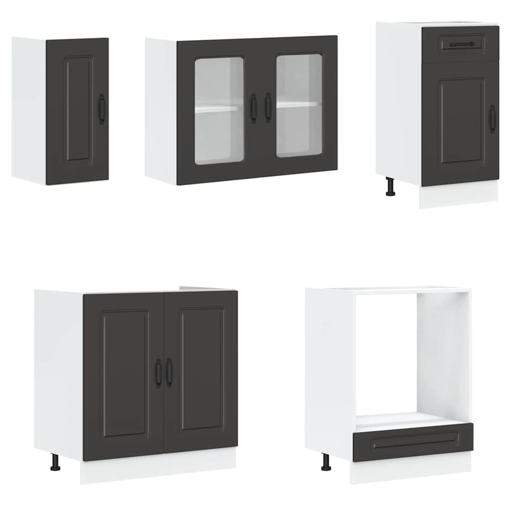 8-delige Keukenkastenset Kalmar bewerkt hout zwart is nu te koop bij PeponiXL, paradijselijk wonen!
