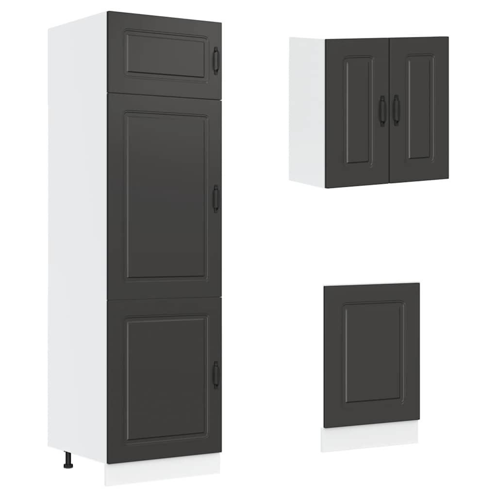 8-delige Keukenkastenset Kalmar bewerkt hout zwart is nu te koop bij PeponiXL, paradijselijk wonen!