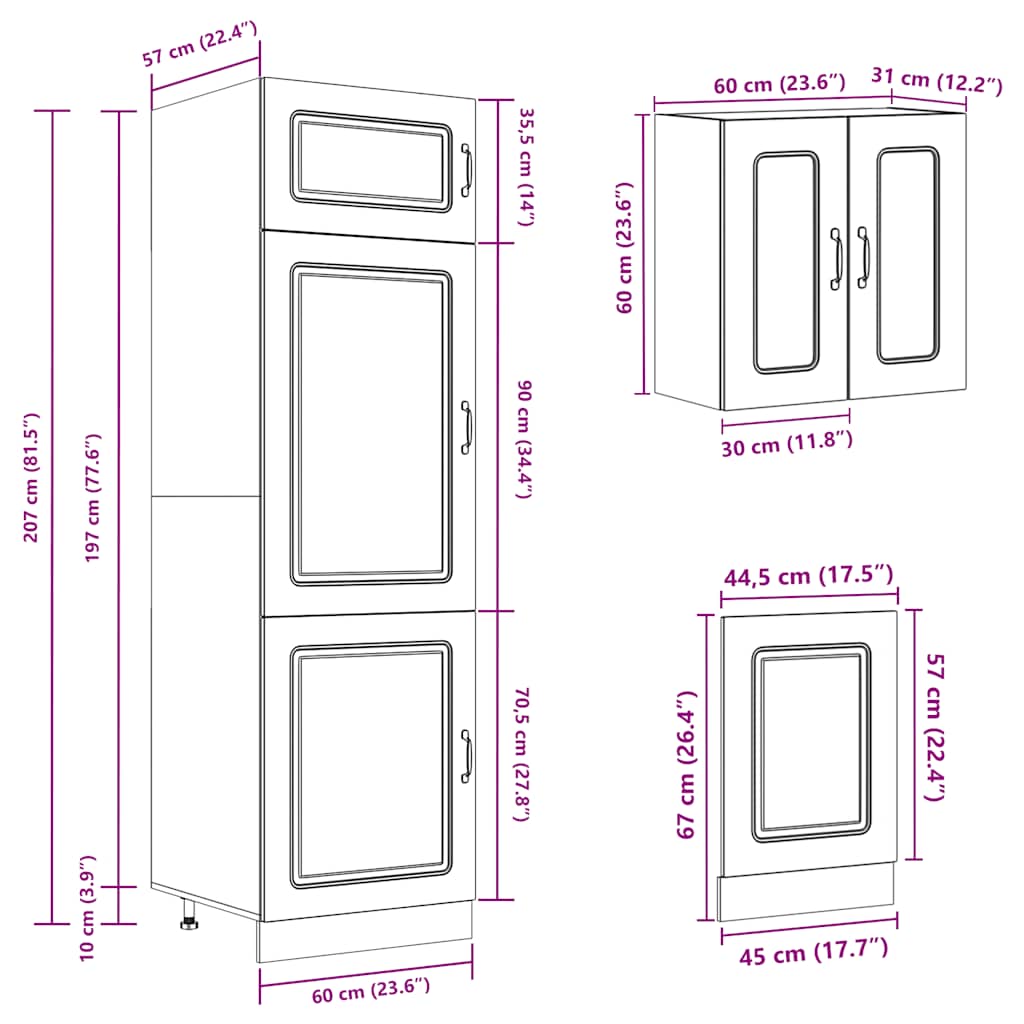 8-delige Keukenkastenset Kalmar bewerkt hout zwart is nu te koop bij PeponiXL, paradijselijk wonen!