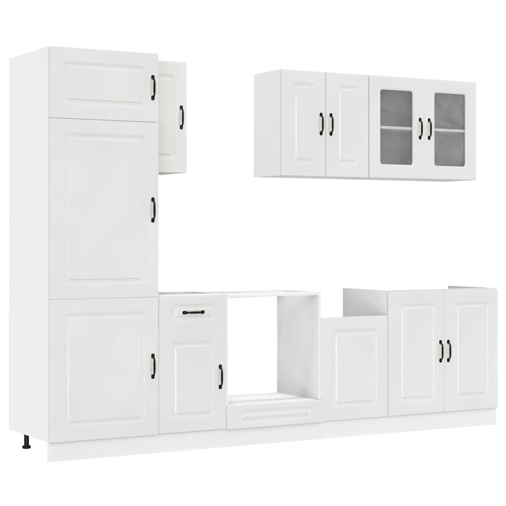8-delige Keukenkastenset Kalmar bewerkt hout glanzend wit is nu te koop bij PeponiXL, paradijselijk wonen!