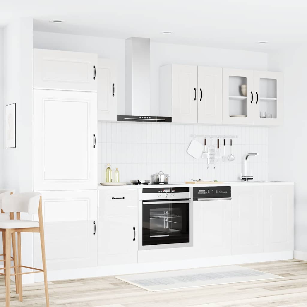 8-delige Keukenkastenset Kalmar bewerkt hout glanzend wit is nu te koop bij PeponiXL, paradijselijk wonen!