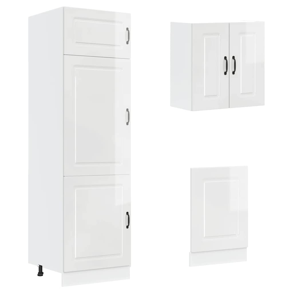 8-delige Keukenkastenset Kalmar bewerkt hout glanzend wit is nu te koop bij PeponiXL, paradijselijk wonen!