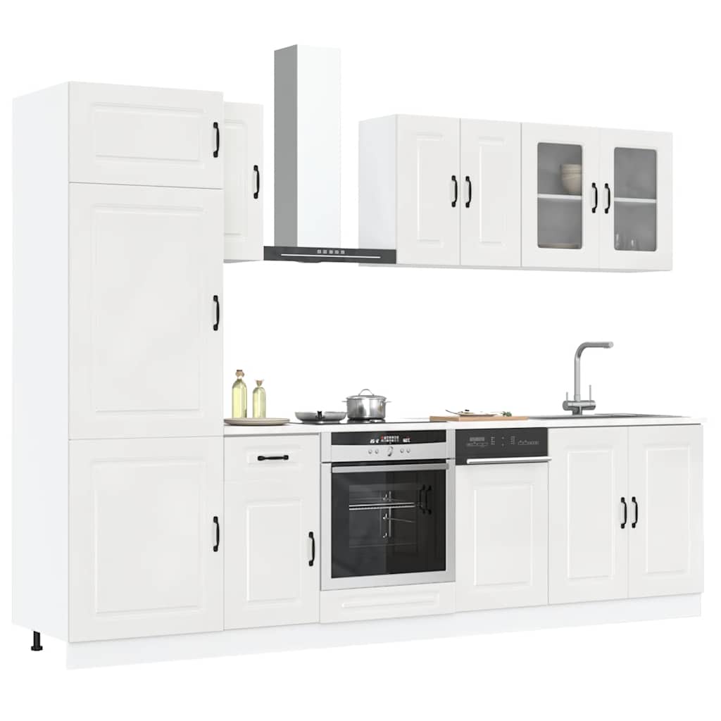8-delige Keukenkastenset Kalmar bewerkt hout glanzend wit is nu te koop bij PeponiXL, paradijselijk wonen!