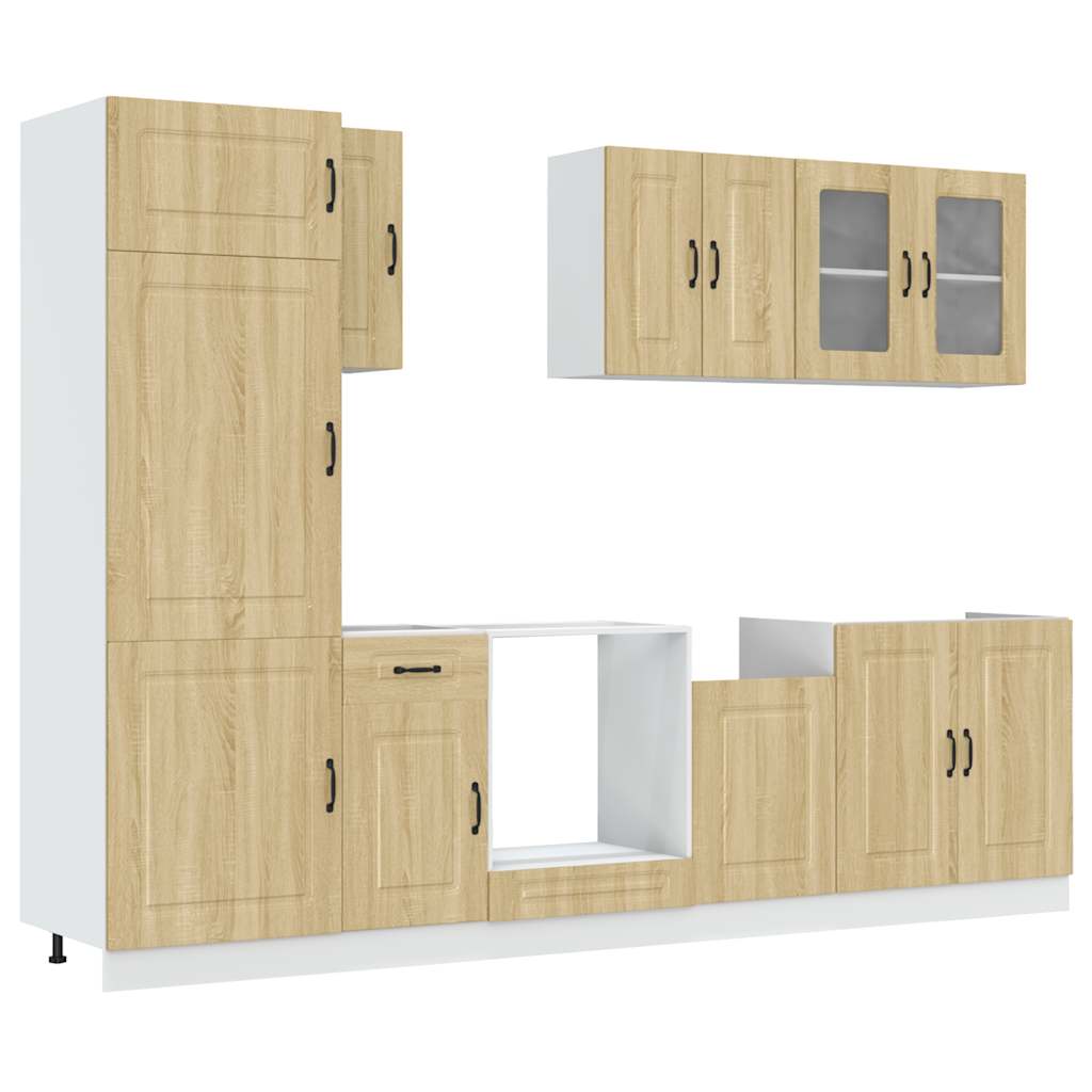 8-delige Keukenkastenset Kalmar bewerkt hout sonoma eikenkleur is nu te koop bij PeponiXL, paradijselijk wonen!