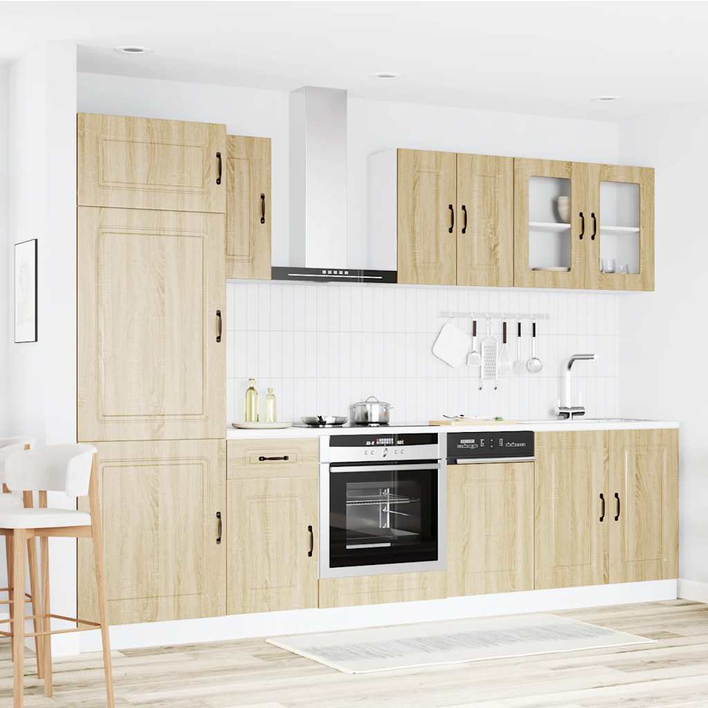 8-delige Keukenkastenset Kalmar bewerkt hout sonoma eikenkleur is nu te koop bij PeponiXL, paradijselijk wonen!
