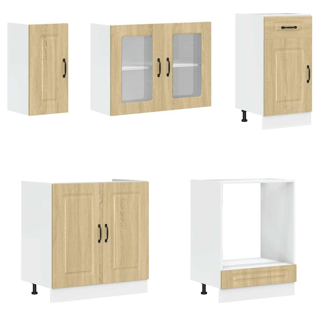 8-delige Keukenkastenset Kalmar bewerkt hout sonoma eikenkleur is nu te koop bij PeponiXL, paradijselijk wonen!