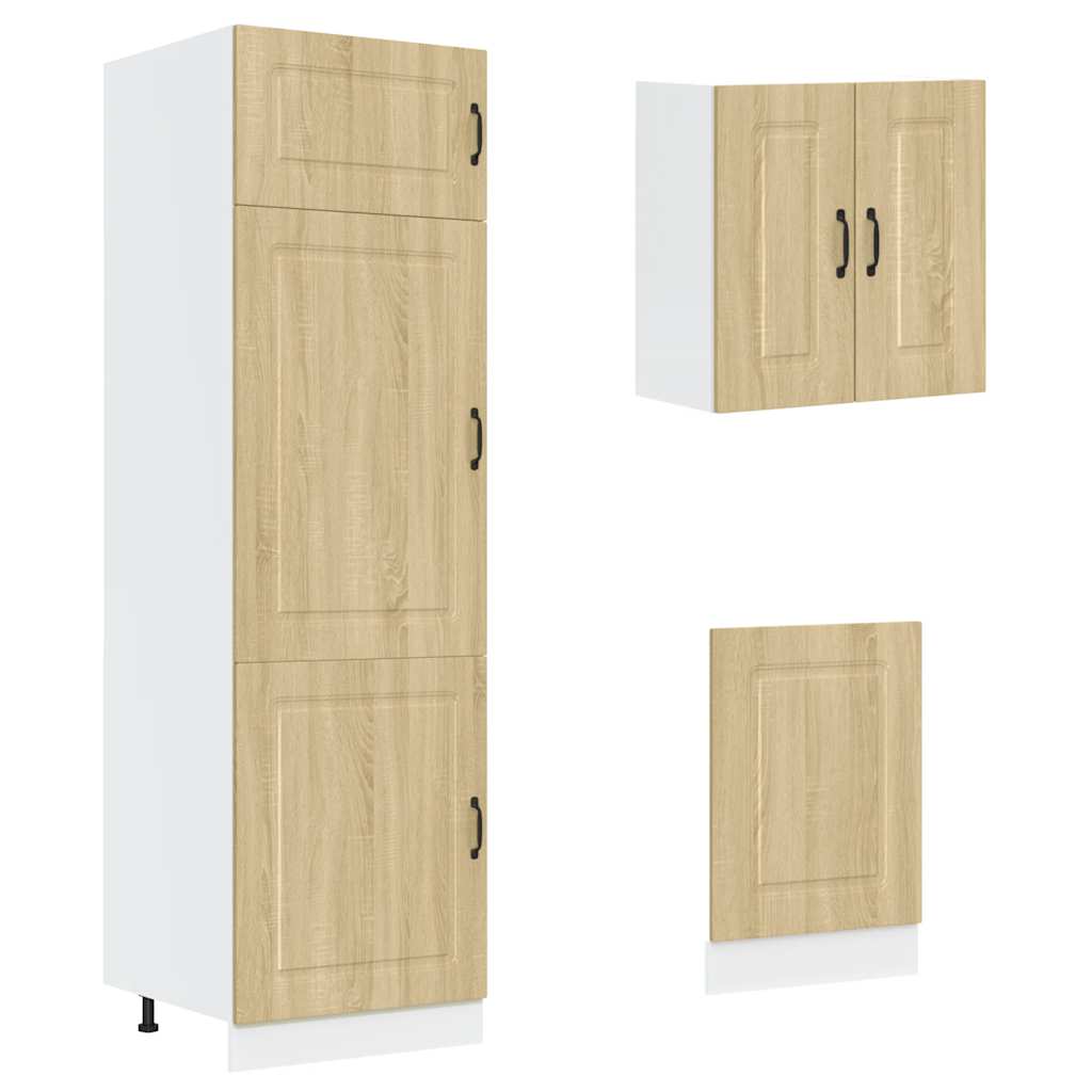 8-delige Keukenkastenset Kalmar bewerkt hout sonoma eikenkleur is nu te koop bij PeponiXL, paradijselijk wonen!