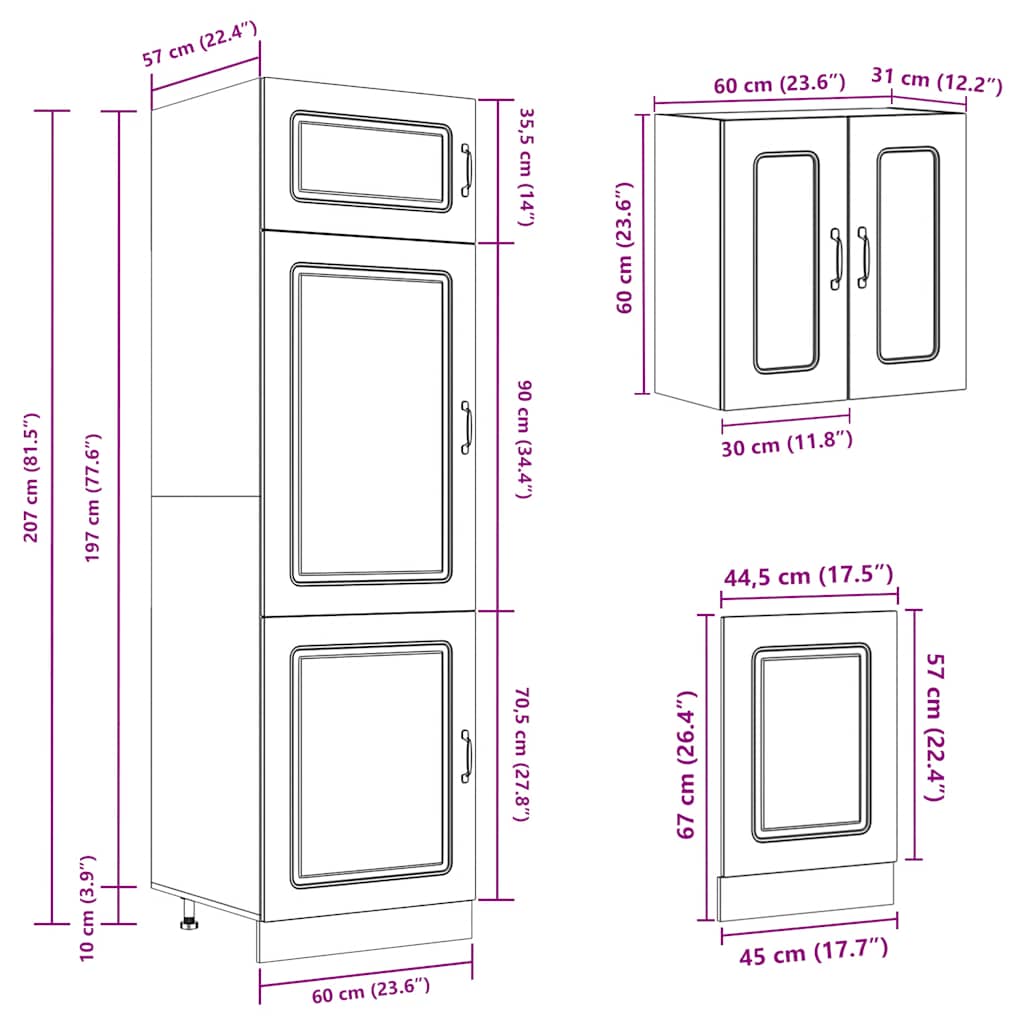 8-delige Keukenkastenset Kalmar bewerkt hout sonoma eikenkleur is nu te koop bij PeponiXL, paradijselijk wonen!