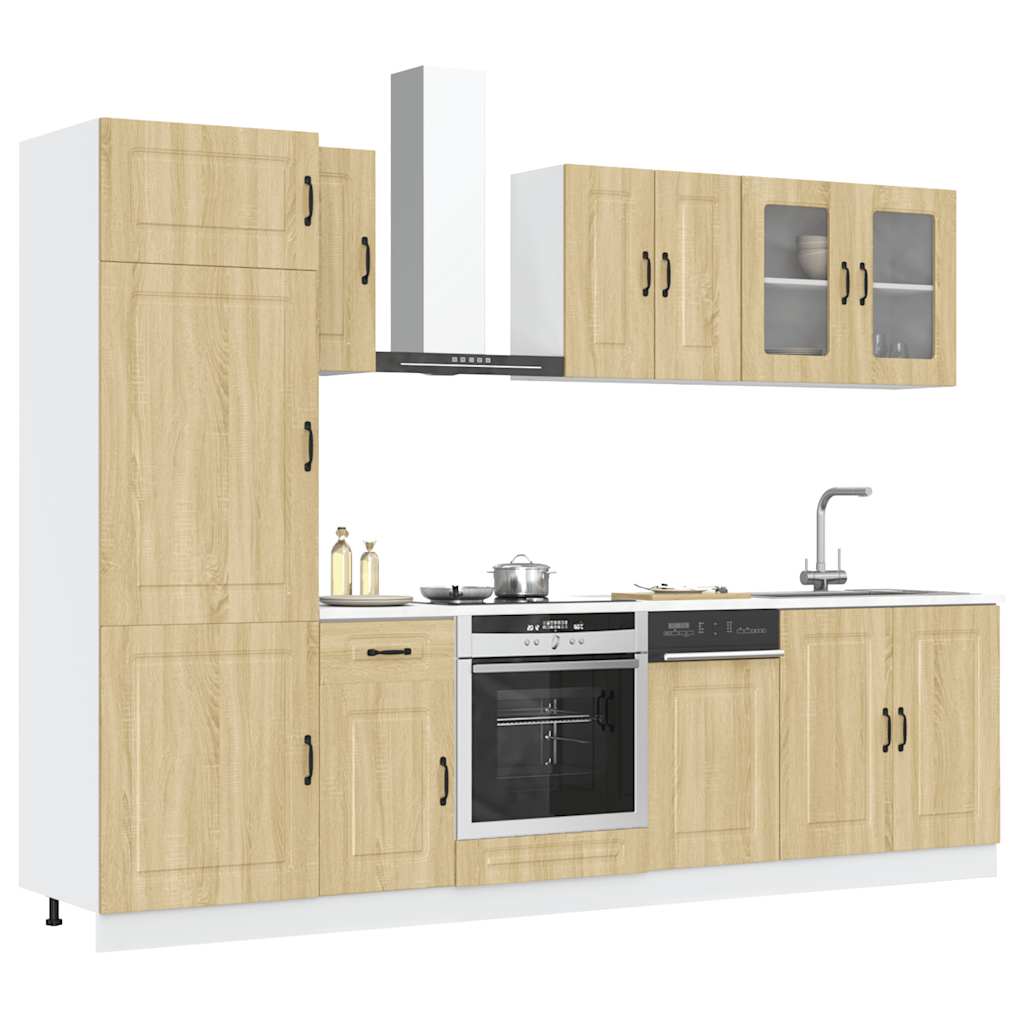 8-delige Keukenkastenset Kalmar bewerkt hout sonoma eikenkleur is nu te koop bij PeponiXL, paradijselijk wonen!