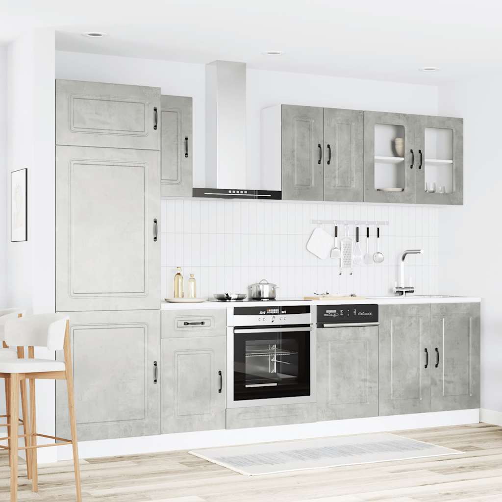 8-delige Keukenkastenset Kalmar bewerkt hout betongrijs is nu te koop bij PeponiXL, paradijselijk wonen!