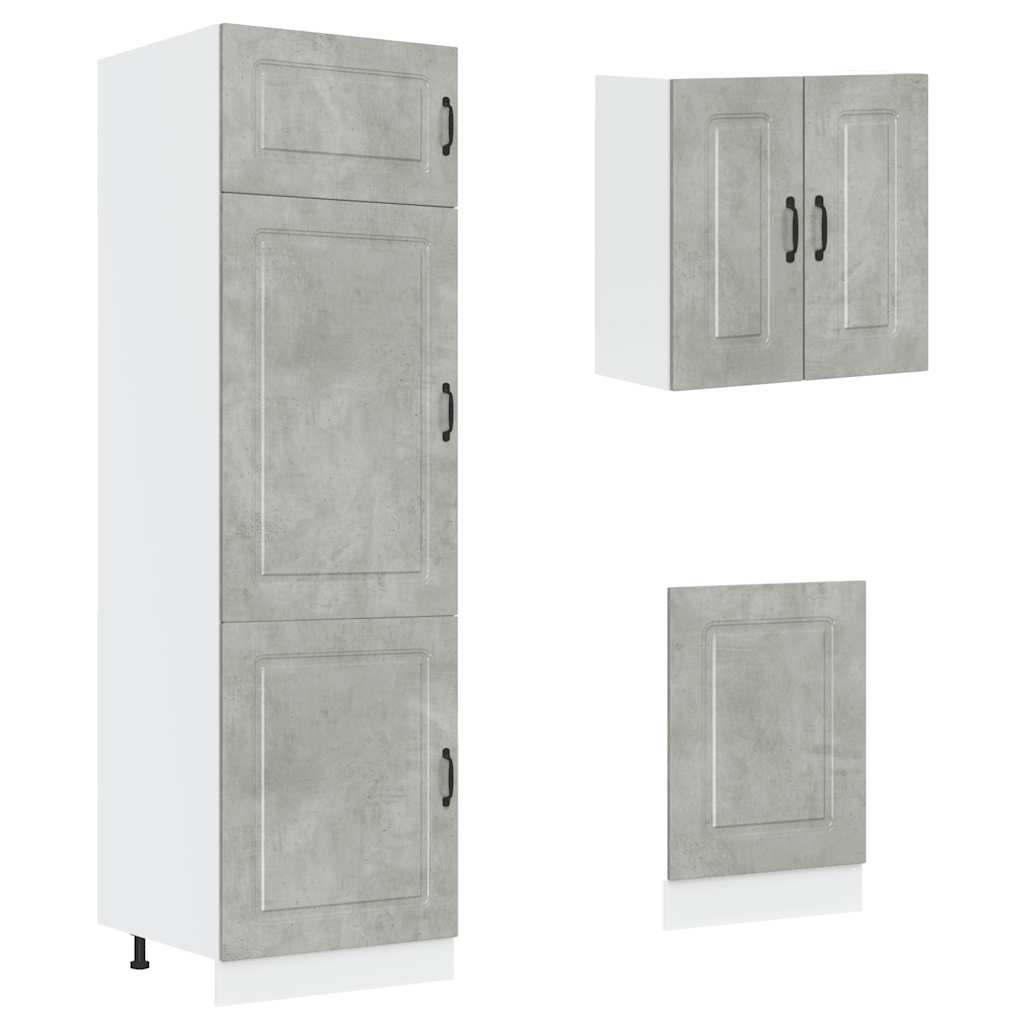 8-delige Keukenkastenset Kalmar bewerkt hout betongrijs is nu te koop bij PeponiXL, paradijselijk wonen!