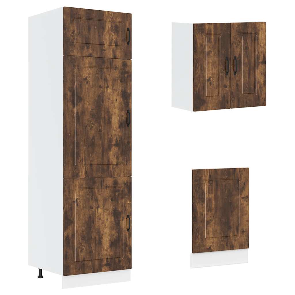 8-delige Keukenkastenset Kalmar bewerkt hout gerookt eiken is nu te koop bij PeponiXL, paradijselijk wonen!