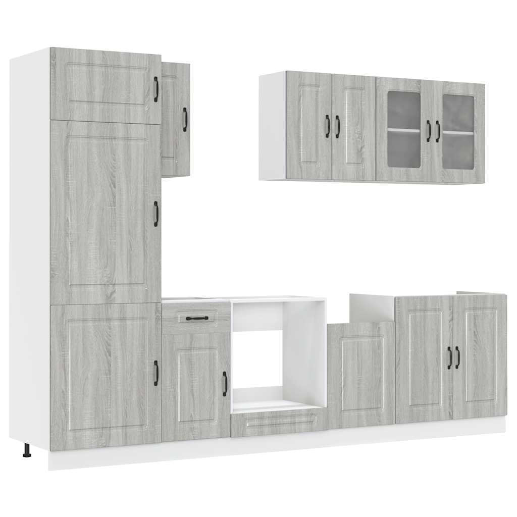 8-delige Keukenkastenset Kalmar bewerkt hout grijs sonoma eiken is nu te koop bij PeponiXL, paradijselijk wonen!