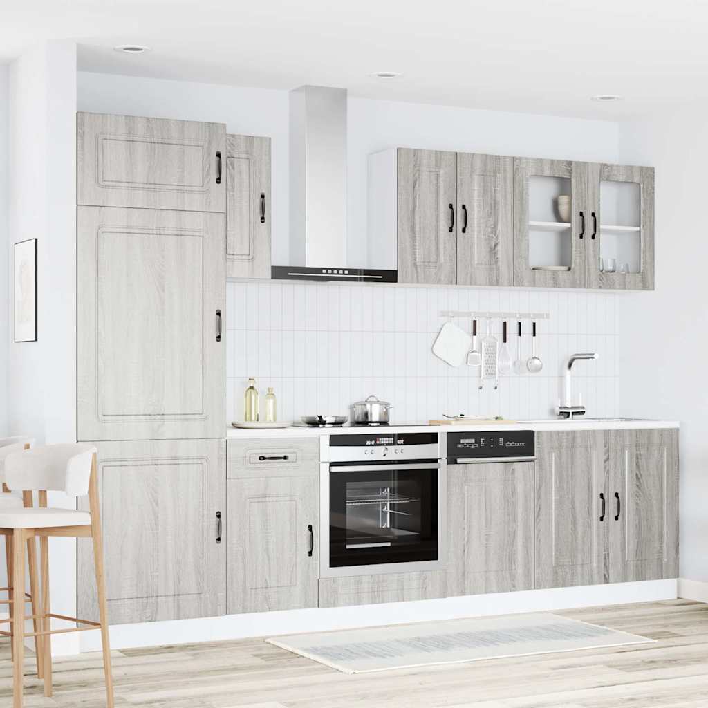 8-delige Keukenkastenset Kalmar bewerkt hout grijs sonoma eiken is nu te koop bij PeponiXL, paradijselijk wonen!