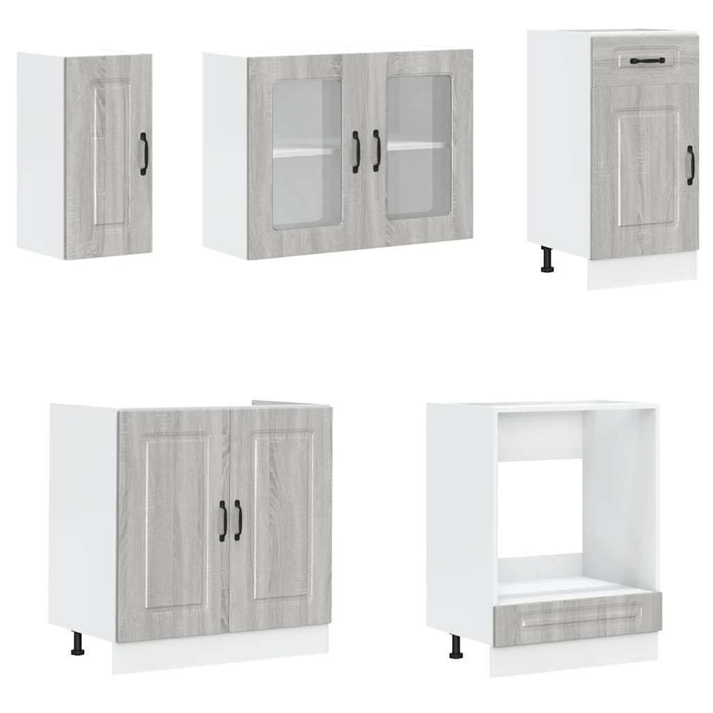 8-delige Keukenkastenset Kalmar bewerkt hout grijs sonoma eiken is nu te koop bij PeponiXL, paradijselijk wonen!