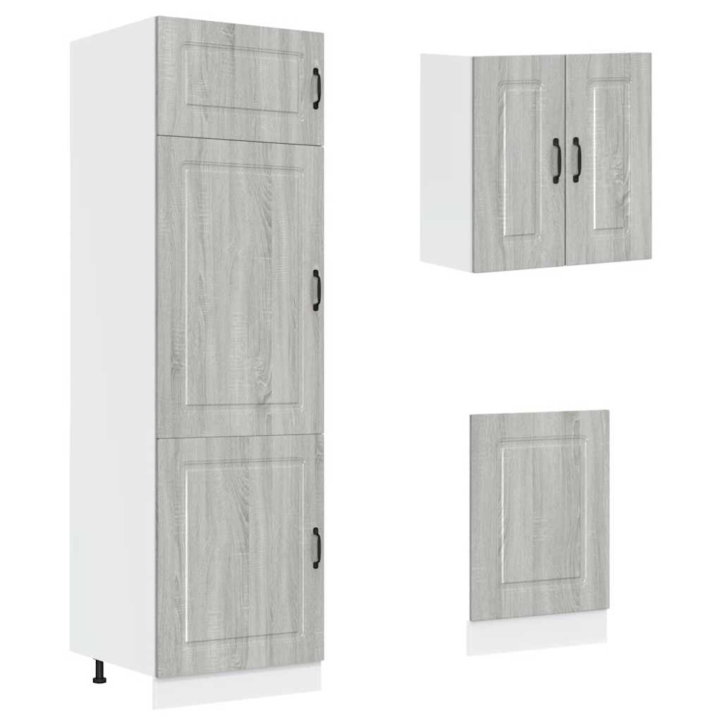 8-delige Keukenkastenset Kalmar bewerkt hout grijs sonoma eiken is nu te koop bij PeponiXL, paradijselijk wonen!