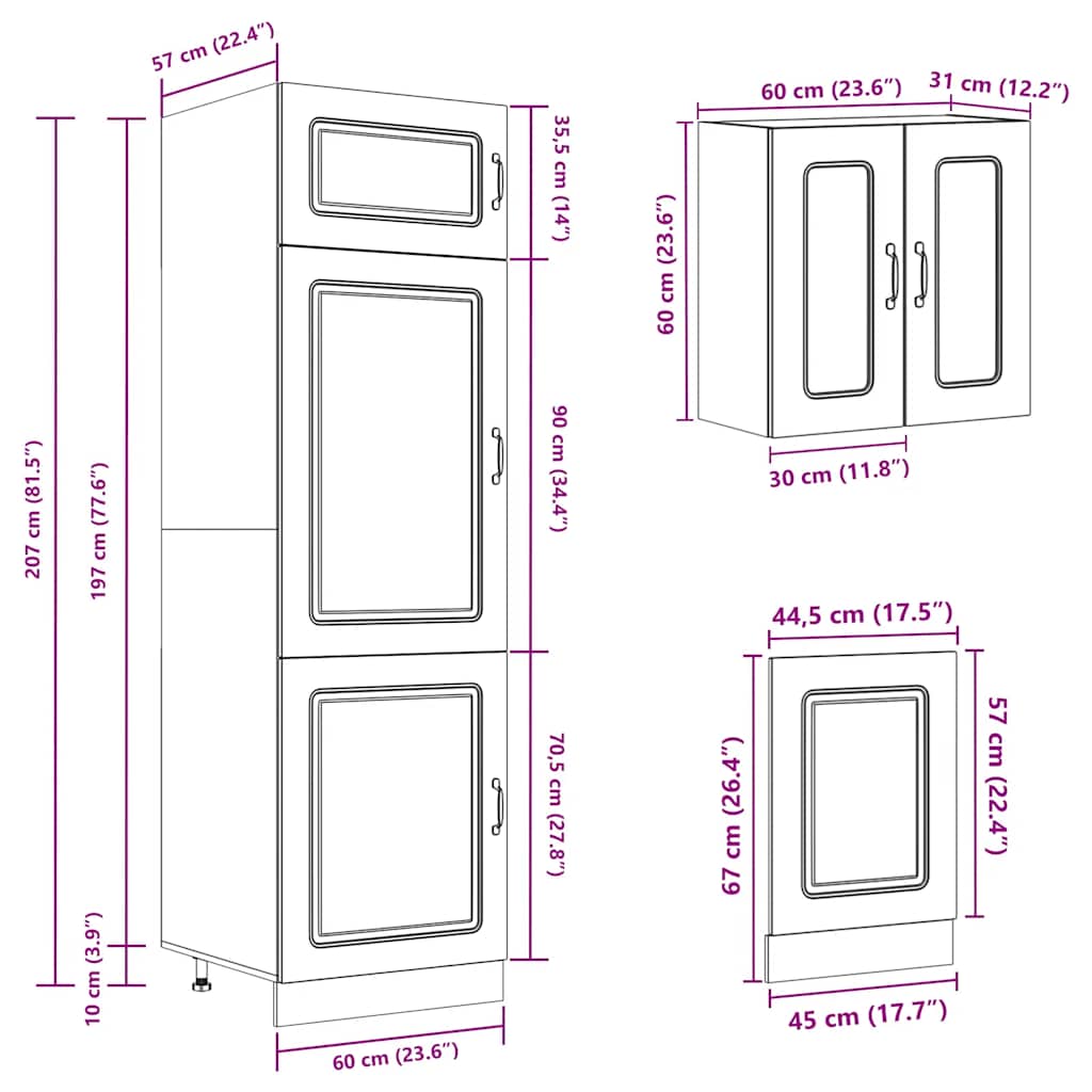 8-delige Keukenkastenset Kalmar bewerkt hout grijs sonoma eiken is nu te koop bij PeponiXL, paradijselijk wonen!
