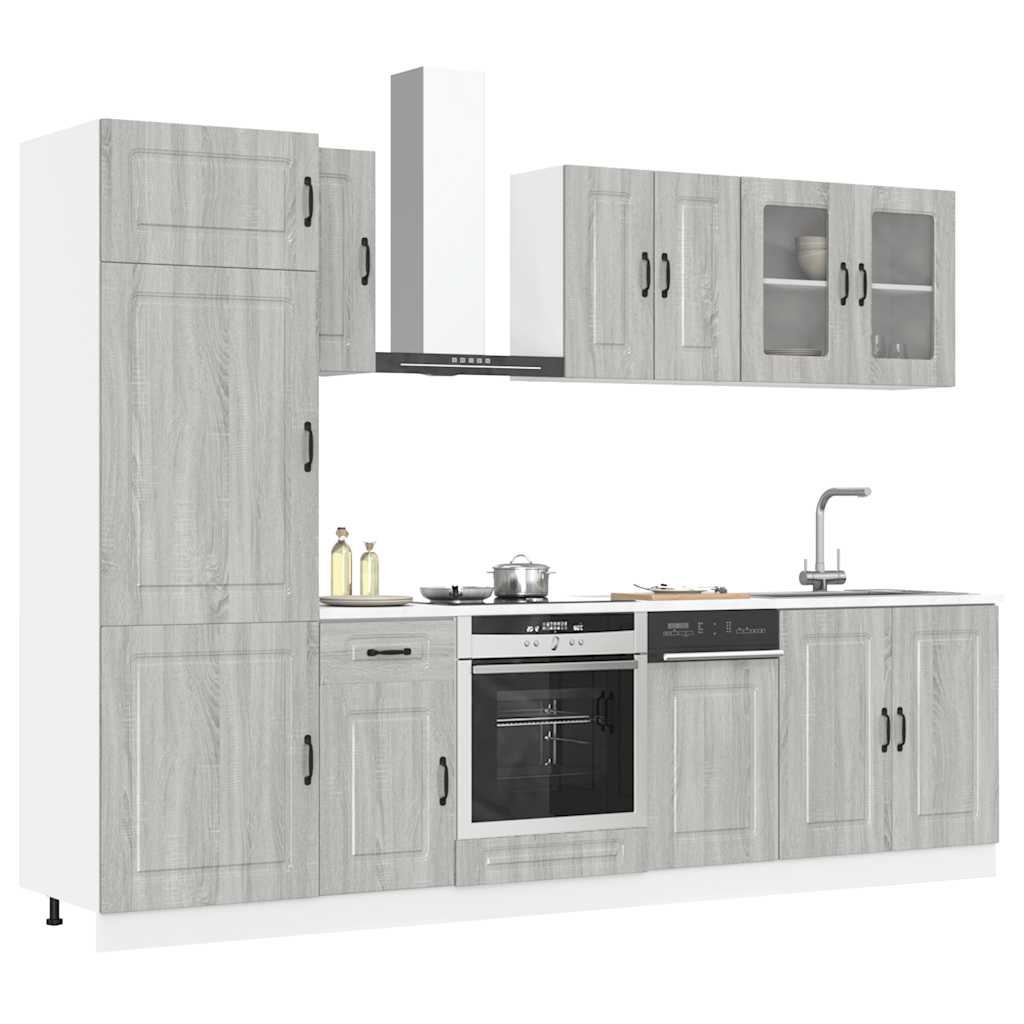 8-delige Keukenkastenset Kalmar bewerkt hout grijs sonoma eiken is nu te koop bij PeponiXL, paradijselijk wonen!