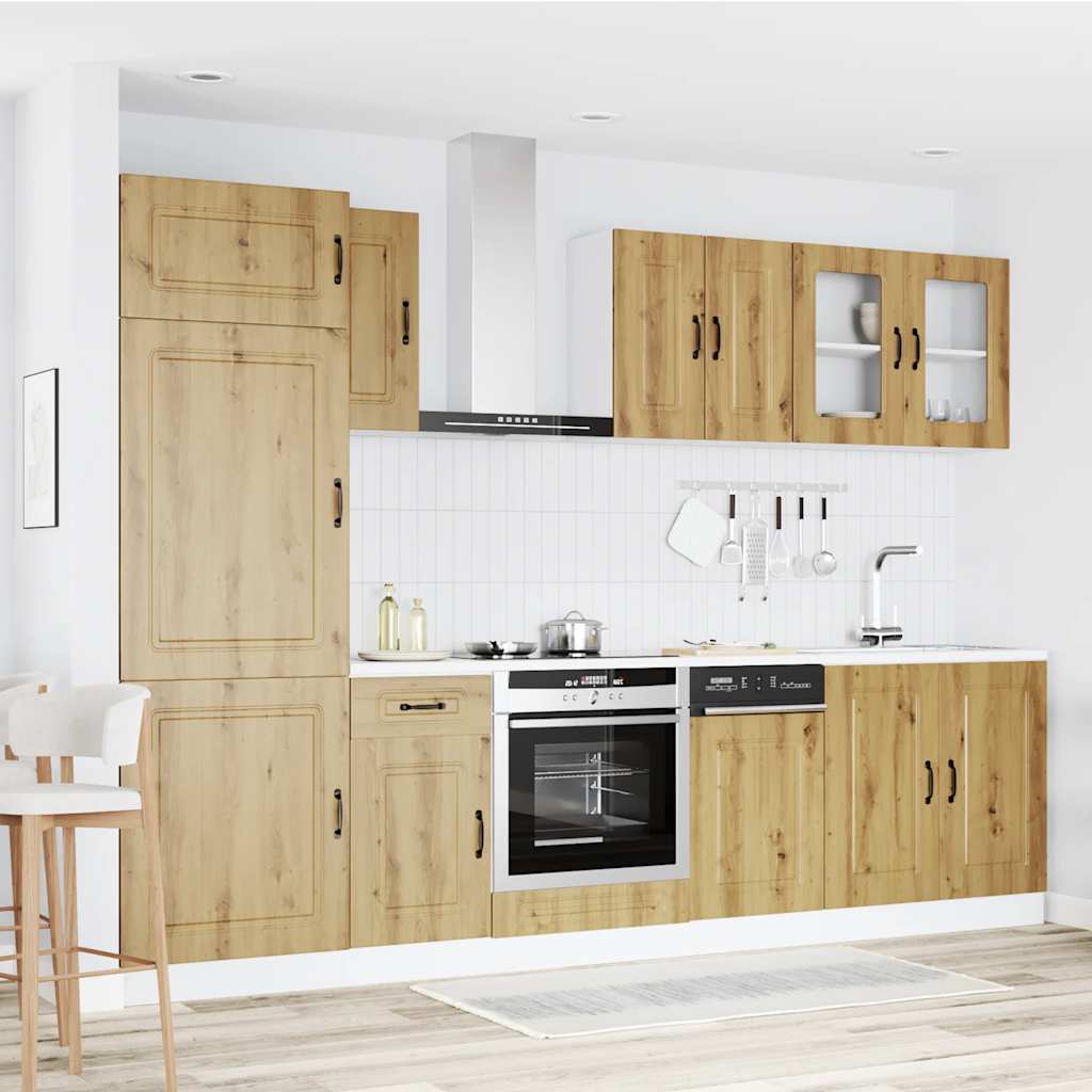 8-delige Keukenkastenset Kalmar bewerkt hout artisanaal eiken is nu te koop bij PeponiXL, paradijselijk wonen!