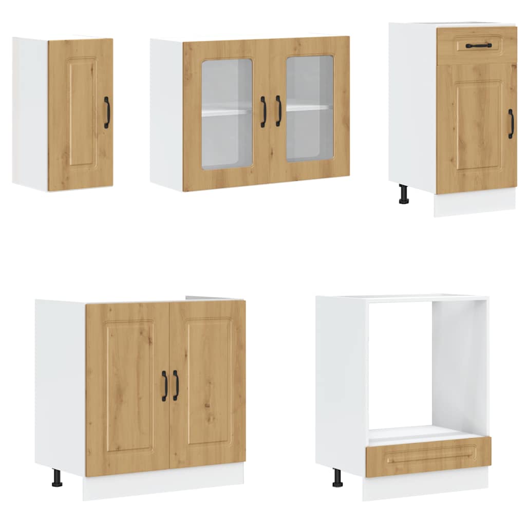 8-delige Keukenkastenset Kalmar bewerkt hout artisanaal eiken is nu te koop bij PeponiXL, paradijselijk wonen!