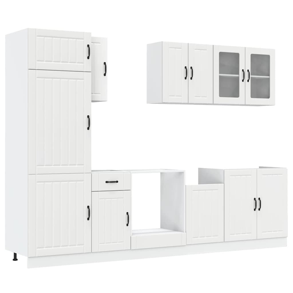 8-delige Keukenkastenset Lucca bewerkt hout wit is nu te koop bij PeponiXL, paradijselijk wonen!