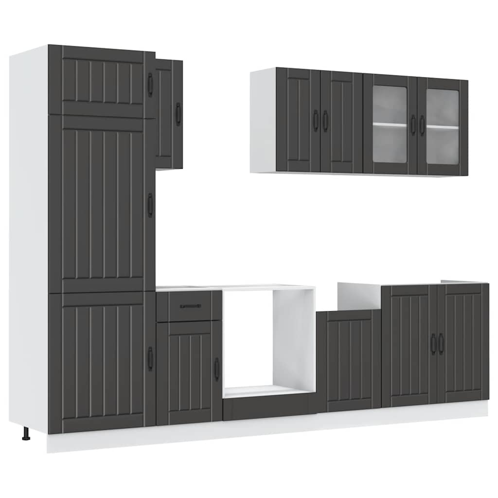 8-delige Keukenkastenset Kalmar bewerkt hout zwart is nu te koop bij PeponiXL, paradijselijk wonen!