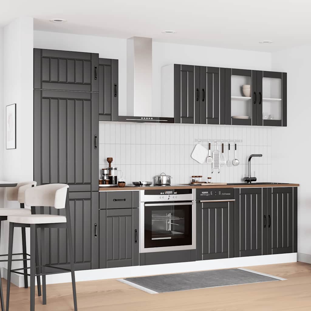 8-delige Keukenkastenset Kalmar bewerkt hout zwart is nu te koop bij PeponiXL, paradijselijk wonen!
