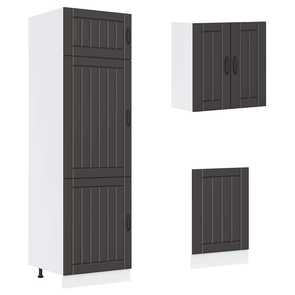 8-delige Keukenkastenset Kalmar bewerkt hout zwart is nu te koop bij PeponiXL, paradijselijk wonen!