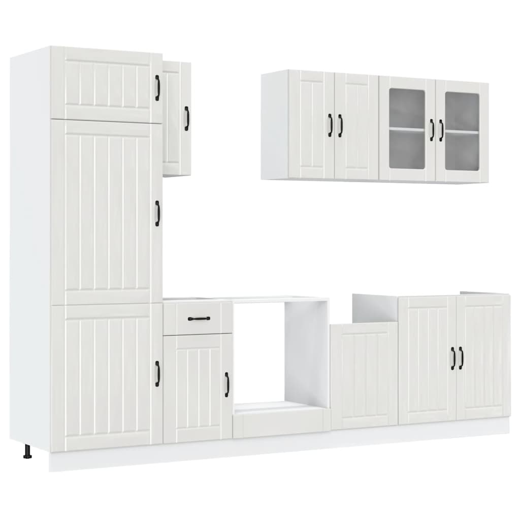 8-delige Keukenkastenset Lucca bewerkt hout glanzend wit is nu te koop bij PeponiXL, paradijselijk wonen!
