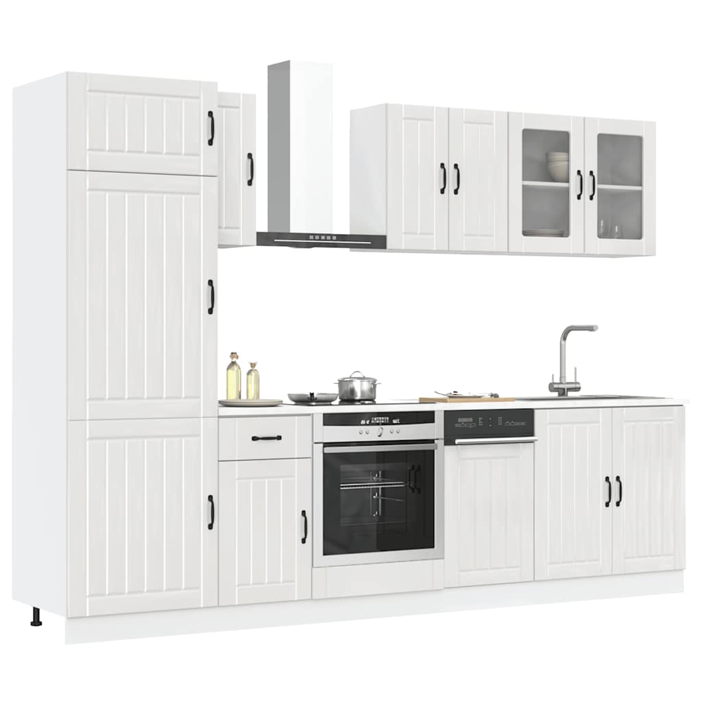 8-delige Keukenkastenset Lucca bewerkt hout glanzend wit is nu te koop bij PeponiXL, paradijselijk wonen!
