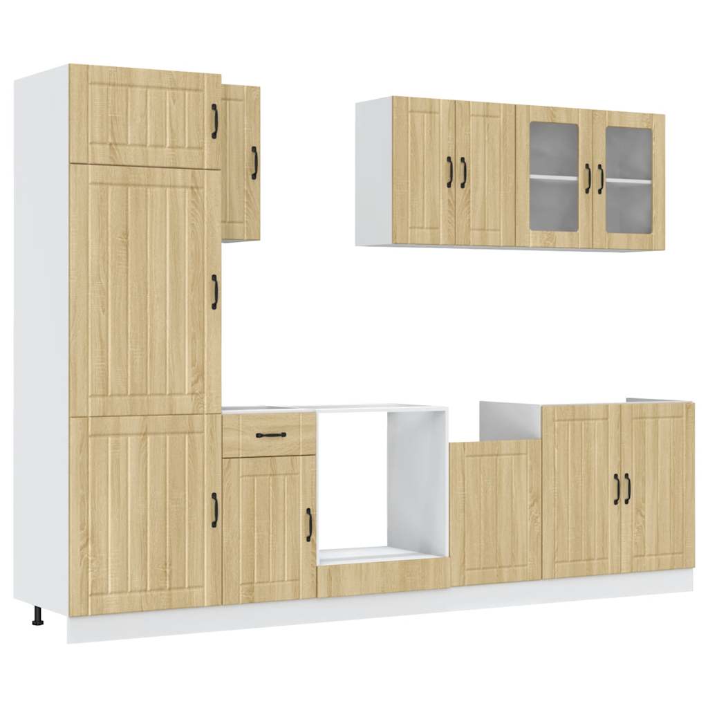 8-delige Keukenkastenset Lucca bewerkt hout sonoma eikenkleur is nu te koop bij PeponiXL, paradijselijk wonen!